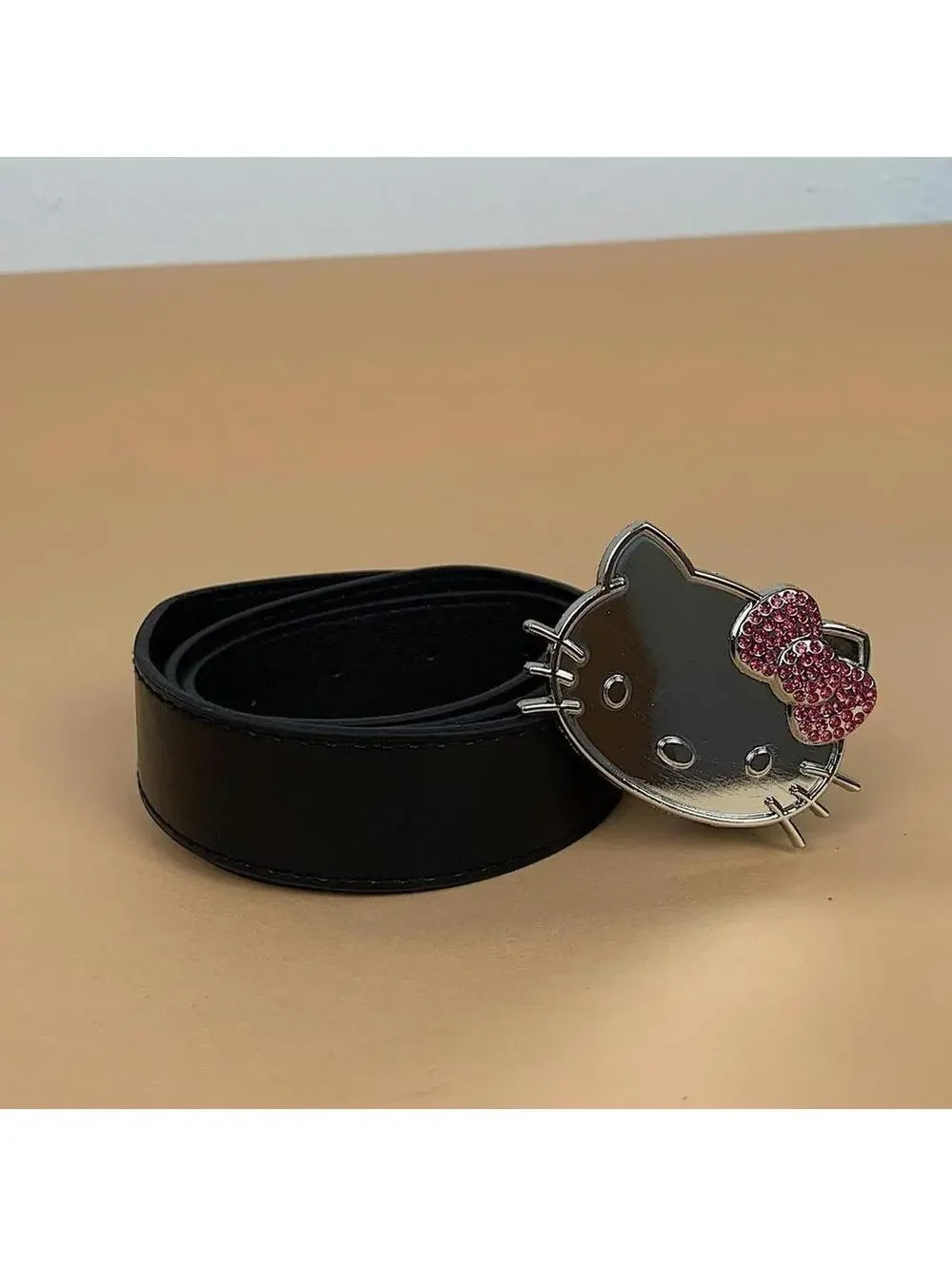 Cyber Y2k hello kitty pink bow tie black belt. 37 inches length. Fits a 24-32